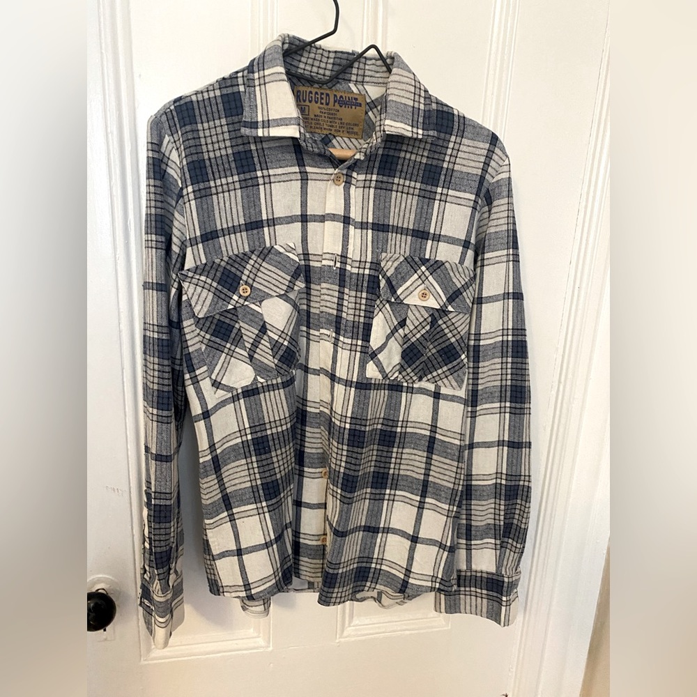 Rugged Point Blue Plaid Long Sleeve Button Up - Sz M NWOT